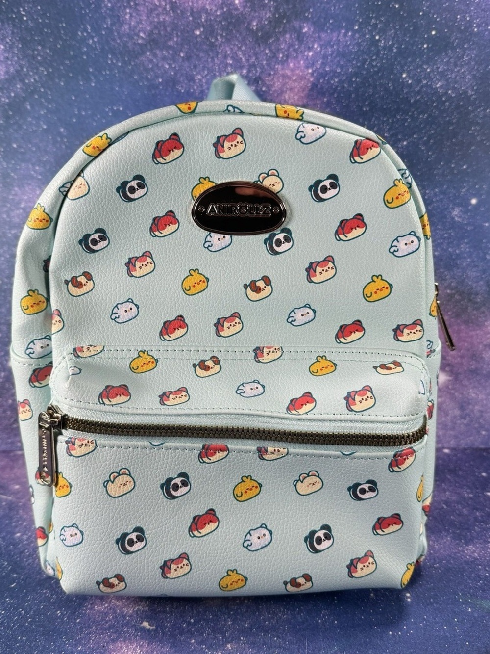 Claire's Light Blue Mini Backpack with Multicolor Character Print